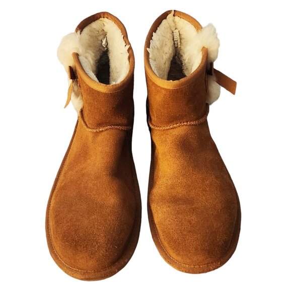 UGG Koolabura Victoria Mini Boots Sz 10 Chestnut Bows Brown Ankle #1114731 - Picture 3 of 9